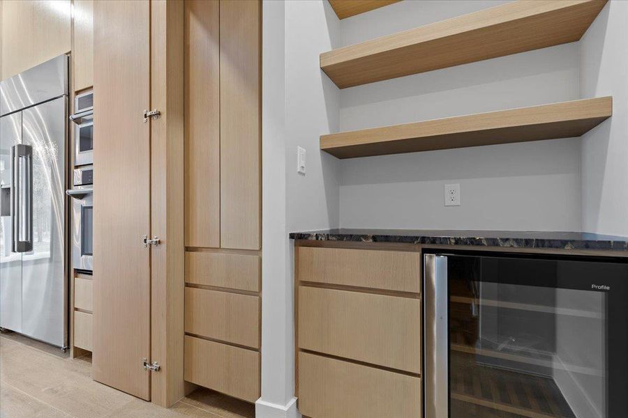 Walk-in Pantry with coffee bar, and wine fridge Walk-in Pantry with coffee bar, and wine fridge