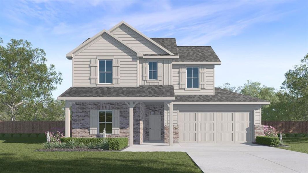 Front exterior of a new home in Blaire Lake, Tyler, TX, highlighting curb appeal (Image 1). Front exterior of a new home in Blaire Lake, Tyler, TX, highlighting curb appeal (Image 1).