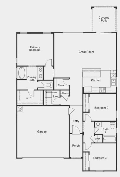 2D floor plan layout for the 1513 Modeled by KB Home in Skyline Village Enclaves, San Tan Valley, AZ (Image 5).
