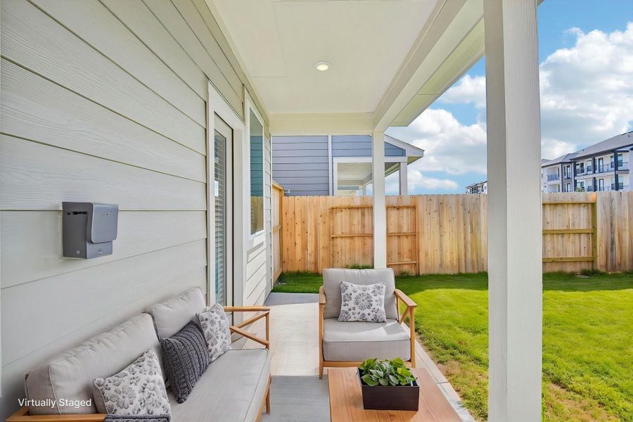 Exterior details and patio area of a home in Parkway Commons - City Series, Missouri City (Image 3).