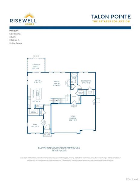 2D floor plan layout of this home in The Estates Collection at Talon Pointe, Thornton, CO (Image 4).
