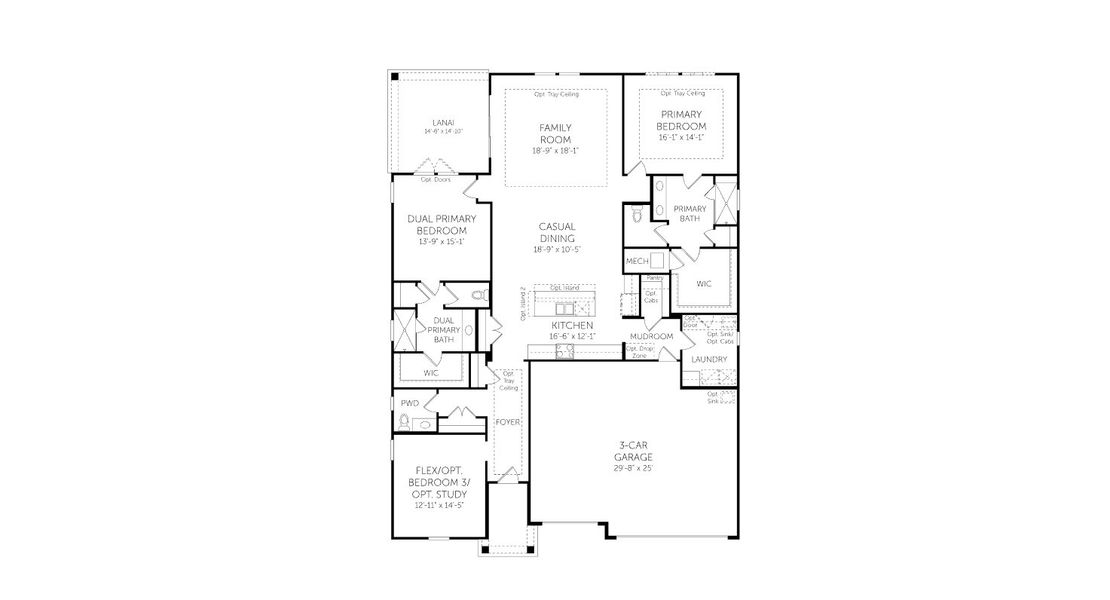 2D floor plan layout for the DeBary - Homesites by Dream Finders Homes in Veranda Bay, Flagler Beach, FL (Image 3).