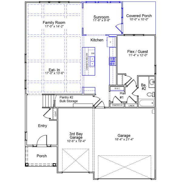 2D floor plan layout of this home in Cottages at Lake Emory, Inman, SC (Image 3).