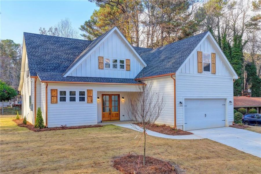 Front exterior of a new home in , Lawrenceville, GA, highlighting curb appeal (Image 27).