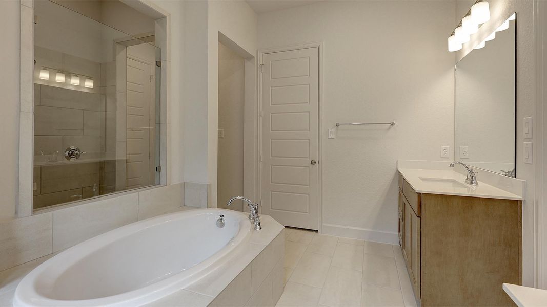 Furnished interior view inside a new home in Alsatian Oaks 50', Castroville (Image 7).