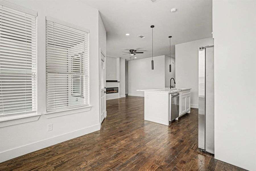 Dining area is adjacent to kitchen and has views to back yard and back patio.  Plenty of room for guest entertaining either indoors or outdoors.