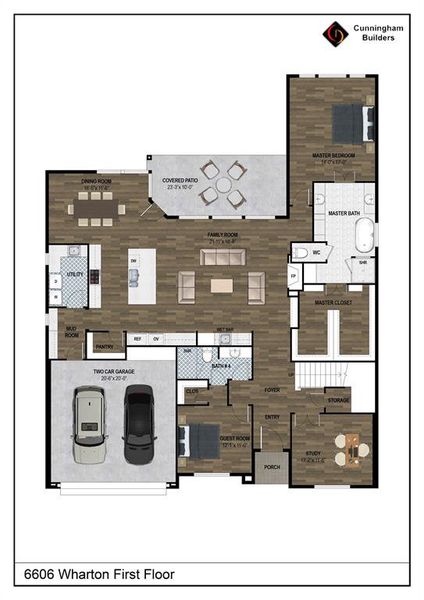 First floor rendering to show space & layout. Buyer/buyer's agent responsible for verifying all specs and features