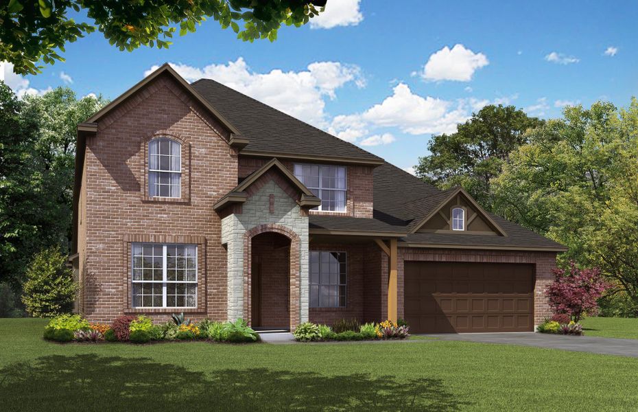 Elevation A with Stone | Concept 3218 at Villages of Walnut Grove in Midlothian, TX by Landsea Homes