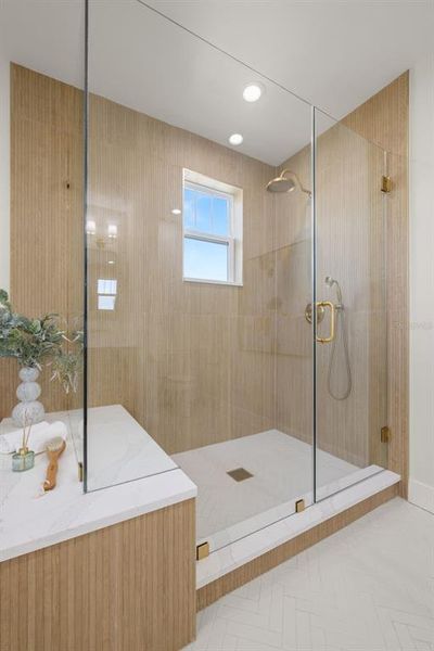 primary bathroom staged