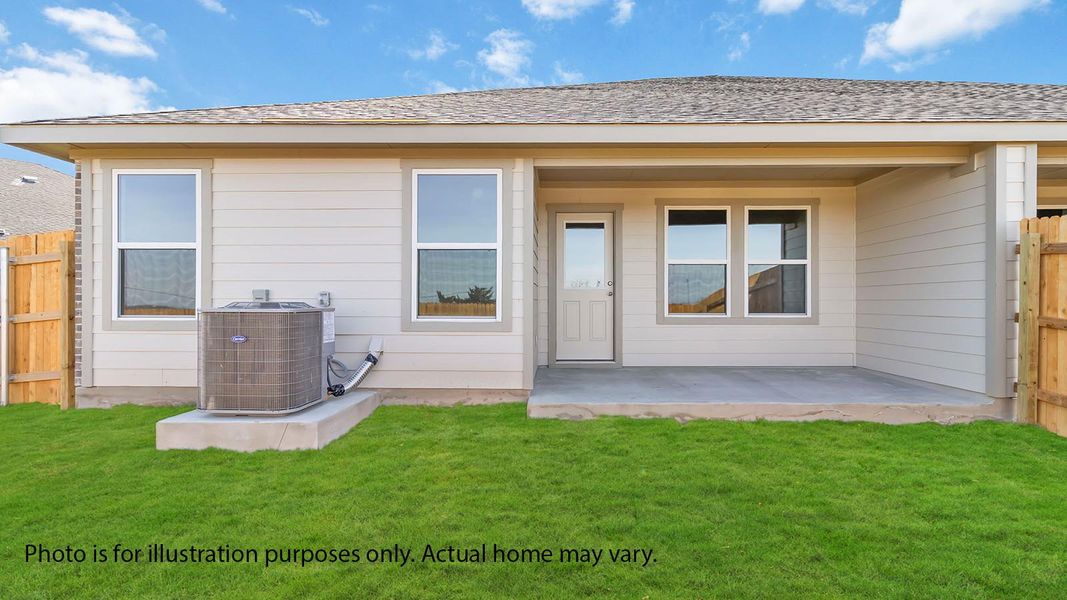 Exterior details and patio area of a home in Palomino, Manor (Image 3).