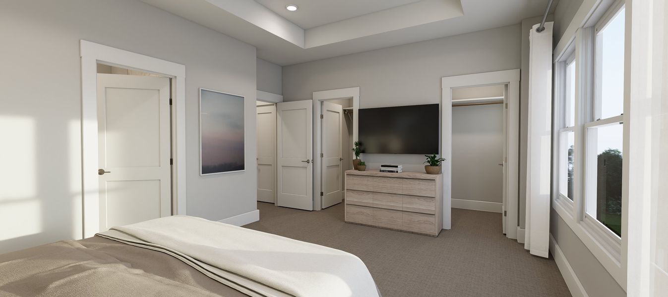 Representative furnished interior of a home built from the Cora End Unit by Baker Residential in Atwater Station - Midtown Collection, Fuquay Varina (Image 13).