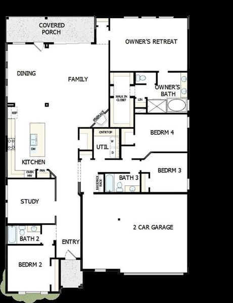 2D floor plan layout of this home in Goodland – Manor Series, Grand Prairie, TX (Image 4).