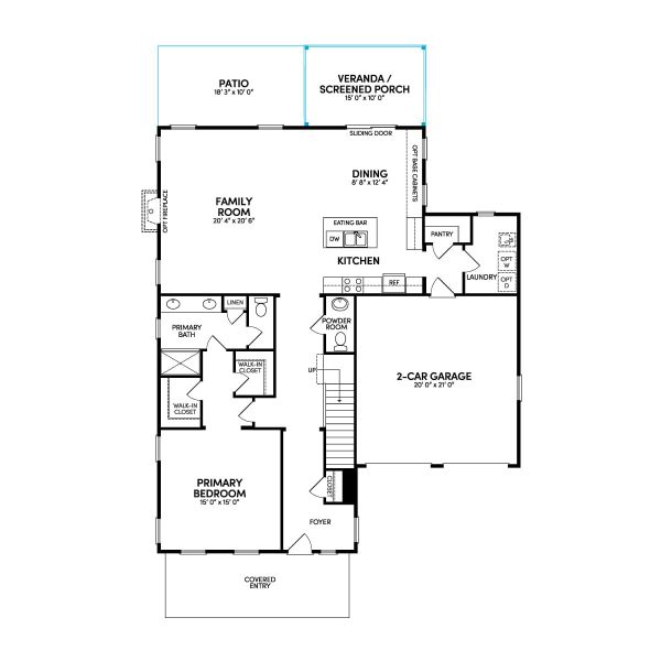 Floor 1: Main Level w/ Opt. Screened Porch and Patio