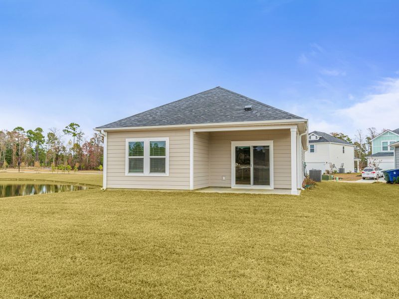 A covered patio is great for enjoying the beautiful weather.