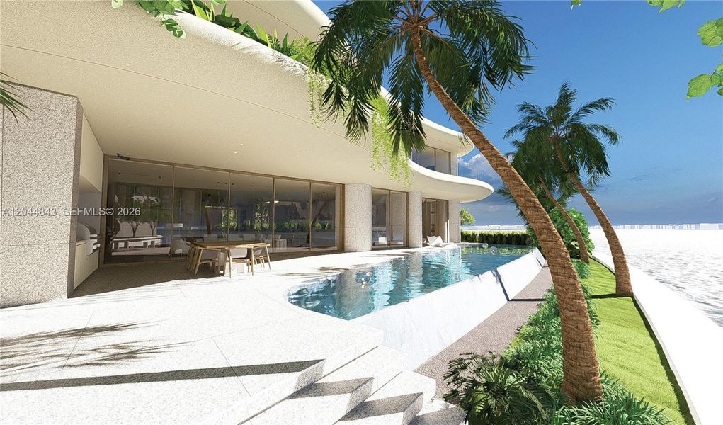 Exterior details and patio area of a home in , Miami (Image 1). Exterior details and patio area of a home in , Miami (Image 1).