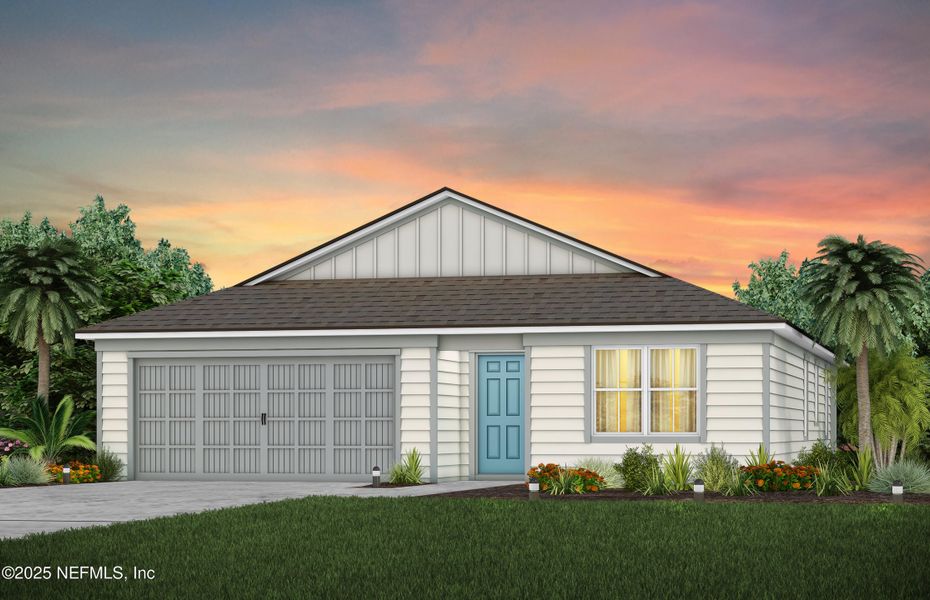 Front exterior of a new home in Wells Landing, Jacksonville, FL, highlighting curb appeal (Image 1). Front exterior of a new home in Wells Landing, Jacksonville, FL, highlighting curb appeal (Image 1).