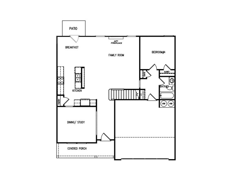 2D floor plan layout for the The Landon II by My Home Communities in Robins Estates, Warner Robins, GA (Image 3).