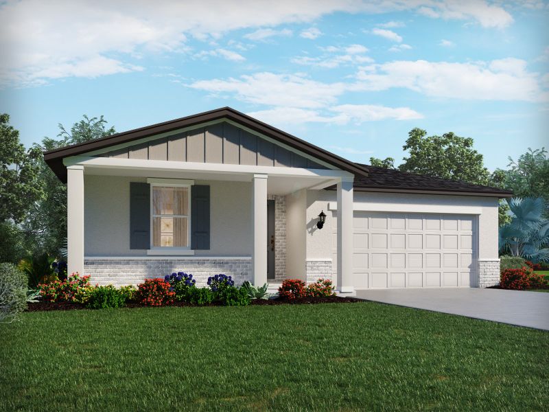 Representative exterior photo of a completed home built from the Hibiscus by Meritage Homes in Hilltop Vistas, Dade City, FL (Image 13). Representative exterior photo of a completed home built from the Hibiscus by Meritage Homes in Hilltop Vistas, Dade City, FL (Image 13).