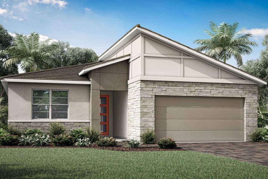 Representative exterior photo of a completed home built from the Gateway II by Mattamy Homes in Sunstone Lakeside at Wellen Park, Venice, FL (Image 4).