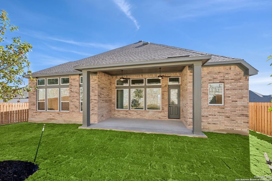 Exterior details and patio area of a home in Windsong - Legacy Series, Boerne (Image 24).