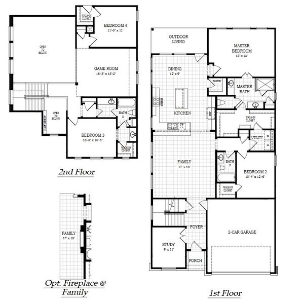 2D floor plan layout of this home in Meyer Ranch, Canyon Lake, TX (Image 4).