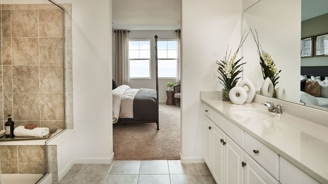 Furnished interior view inside a new home in The Aurora Highlands, Aurora (Image 19). Furnished interior view inside a new home in The Aurora Highlands, Aurora (Image 19).
