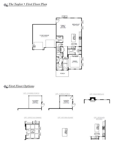 2D floor plan layout for the Taylor by Eastwood Homes in Waterford Commons, Rock Hill, SC (Image 3). 2D floor plan layout for the Taylor by Eastwood Homes in Waterford Commons, Rock Hill, SC (Image 3).