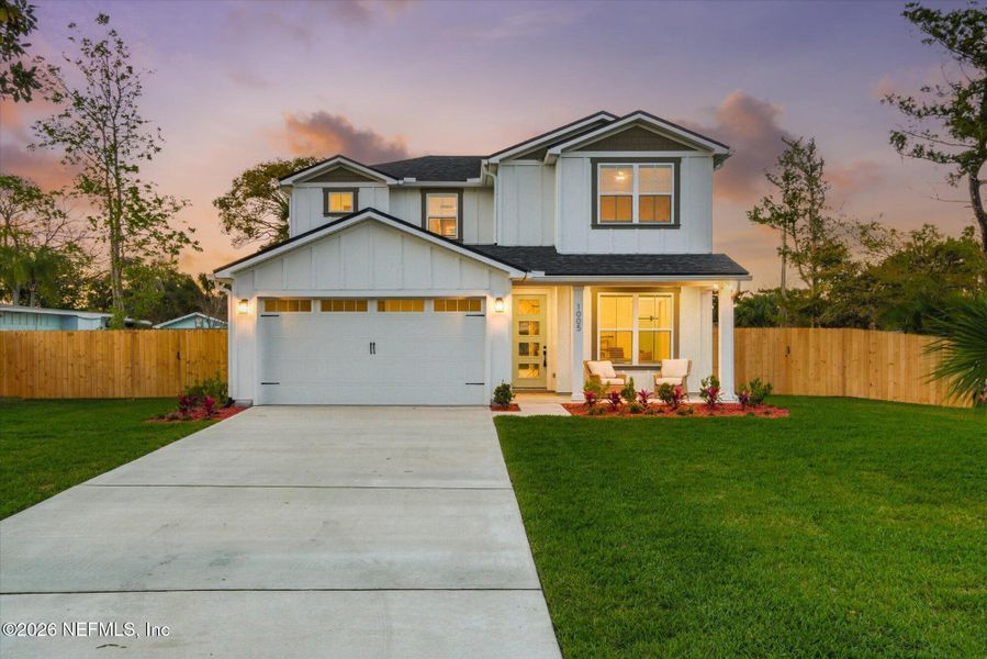 Front exterior of a new home in , Jacksonville Beach, FL, highlighting curb appeal (Image 1). Front exterior of a new home in , Jacksonville Beach, FL, highlighting curb appeal (Image 1).