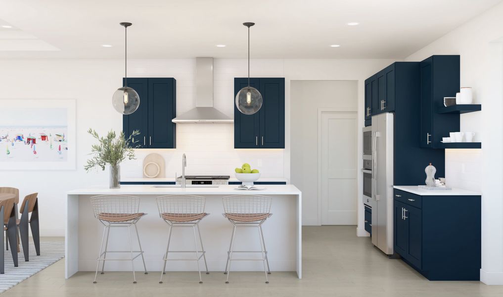 Kitchen with pendant lights