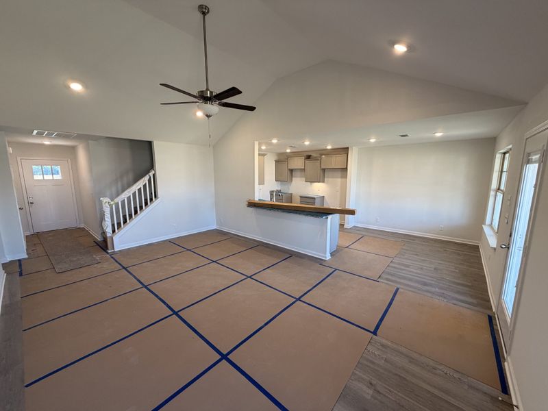 View of the Great room, Breakfast Nook, Foyer & Kitchen
