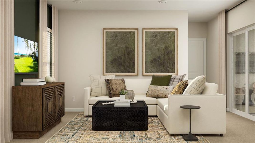 Furnished interior view inside a new home in The Glades at Crossprairie: Cottage Alley Collection, St. Cloud (Image 2). Furnished interior view inside a new home in The Glades at Crossprairie: Cottage Alley Collection, St. Cloud (Image 2).