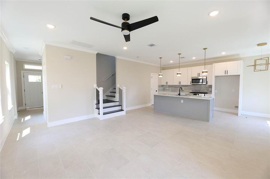 Entryway to Family Room & Kitchen.