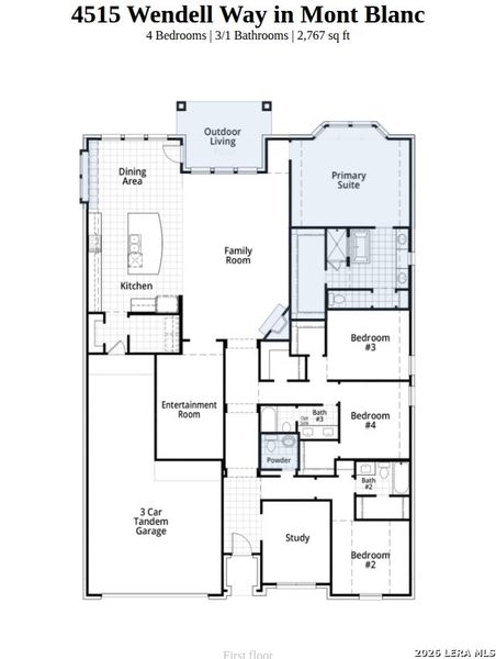 2D floor plan layout of this home in Mont Blanc, Schertz, TX (Image 4).