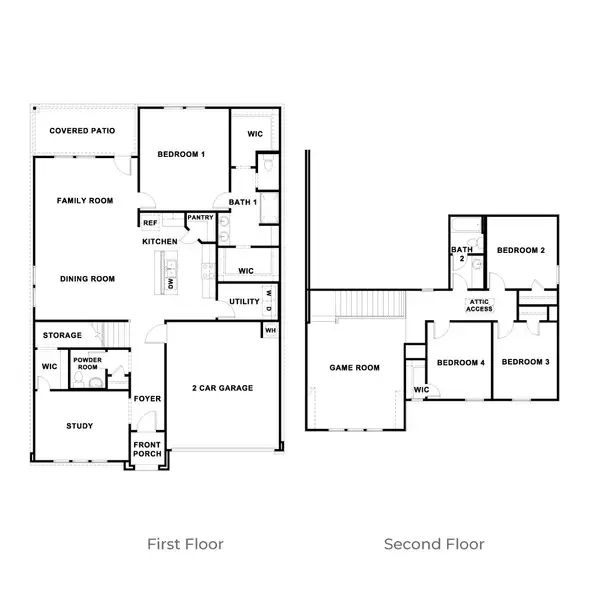 2D floor plan layout for the The Perry by D.R. Horton in Watermill, Uhland, TX (Image 3).
