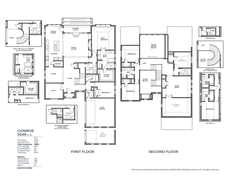 2D floor plan layout for the Conroe - SH 5248 by Shaddock Homes in Custer Ridge Estates, Allen, TX (Image 3).