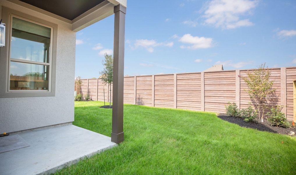 Covered patio in backyard