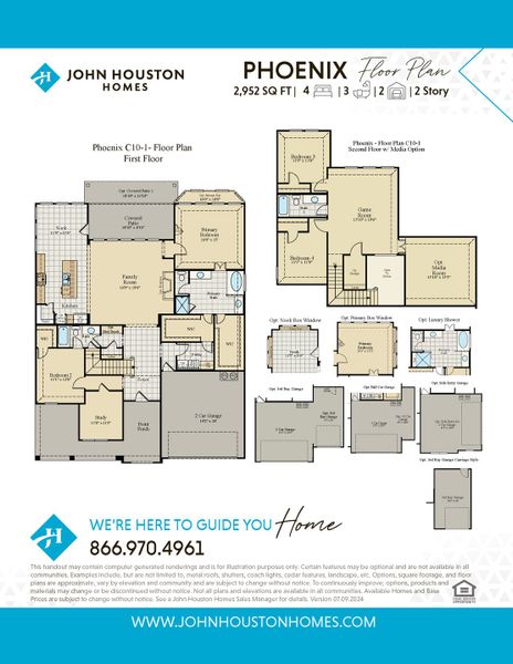 2D floor plan layout for the Phoenix by John Houston Homes in Ridgepoint - Phase 1, Midlothian, TX (Image 2).