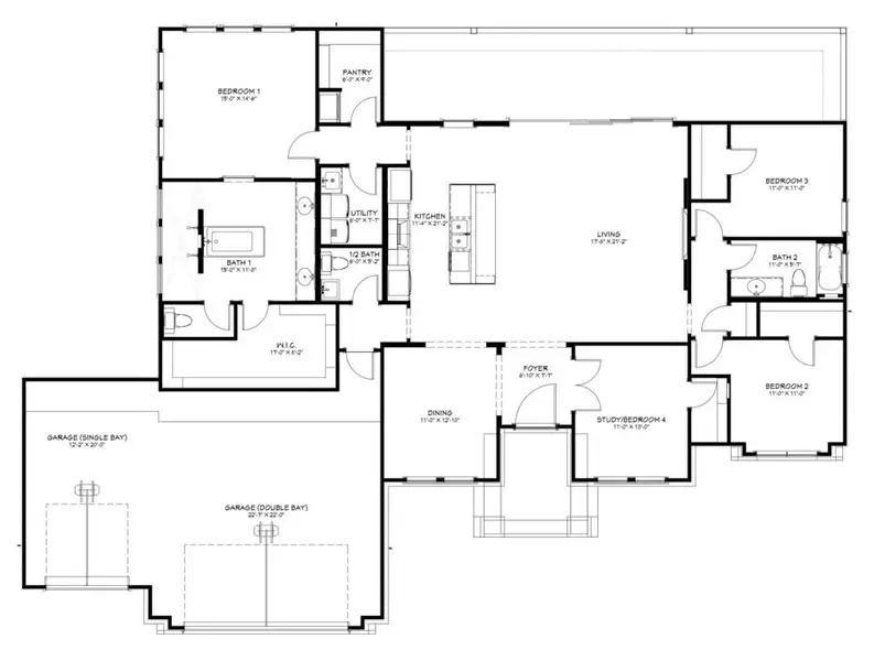 2D floor plan layout of this home in Bella Charca, Nolanville, TX (Image 3).