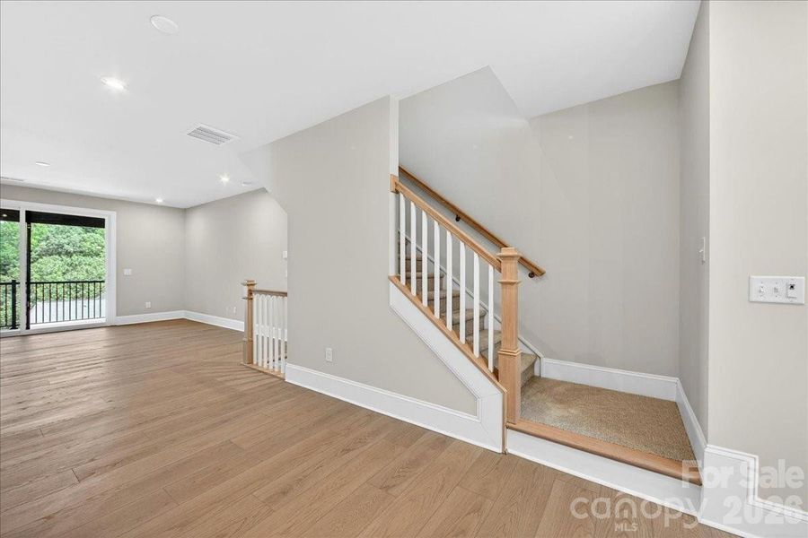 Second floor with open rail stairs Second floor with open rail stairs