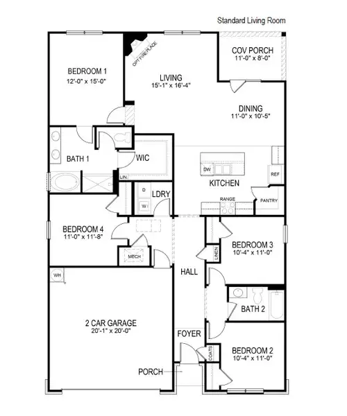2D floor plan layout for the Cali by D.R. Horton in Hamptons at Riverwood North, Dallas, GA (Image 4).