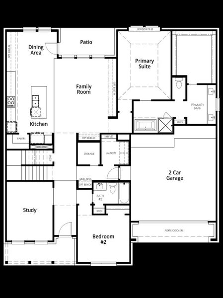 2D floor plan layout for the Strait by Highland Homes in Goodnight Ranch, Austin, TX (Image 7). 2D floor plan layout for the Strait by Highland Homes in Goodnight Ranch, Austin, TX (Image 7).