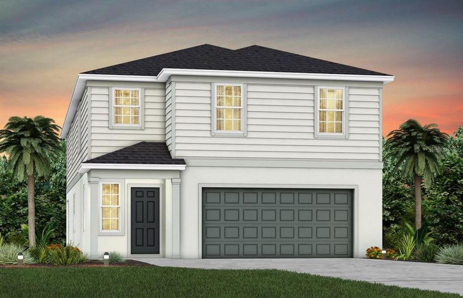 Front exterior of a new home in Hartford Terrace, Davenport, FL, highlighting curb appeal (Image 1). Front exterior of a new home in Hartford Terrace, Davenport, FL, highlighting curb appeal (Image 1).