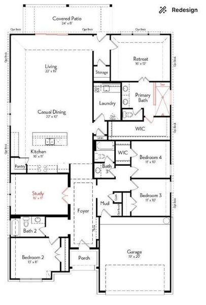 2D floor plan layout of this home in Sundance Cove - Paintbrush Collection, Crosby, TX (Image 2). 2D floor plan layout of this home in Sundance Cove - Paintbrush Collection, Crosby, TX (Image 2).