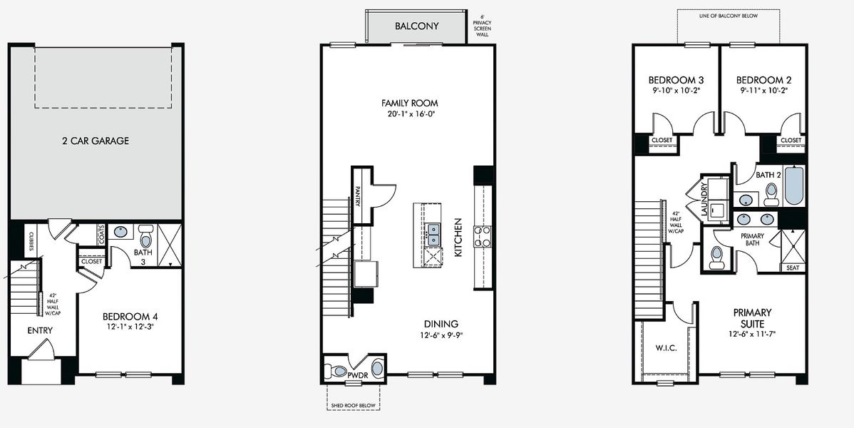 2D floor plan layout for the Somerset by Meritage Homes in Meadows at Wilson Farms - The Heights Series, Fort Mill, SC (Image 5).