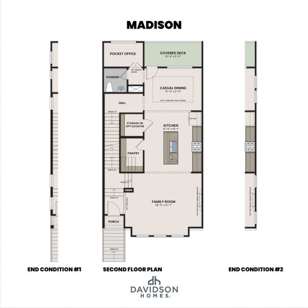 2D floor plan layout for the The Madison D by Davidson Homes LLC in Bradford, Raleigh, NC (Image 3).