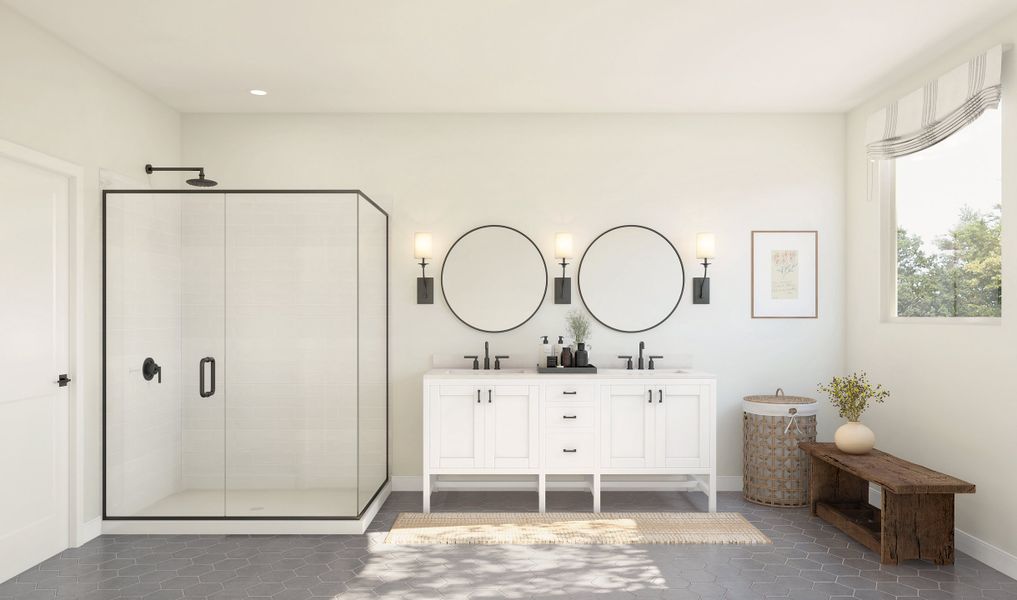 Freestanding vanity in primary bath