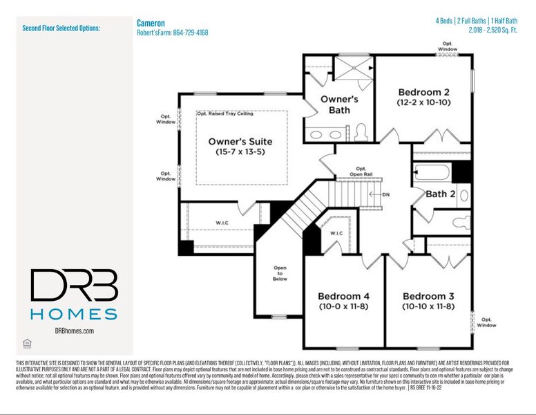 2D floor plan layout for the Cameron by DRB Homes in Robert's Farm, Greenville, SC (Image 4). 2D floor plan layout for the Cameron by DRB Homes in Robert's Farm, Greenville, SC (Image 4).