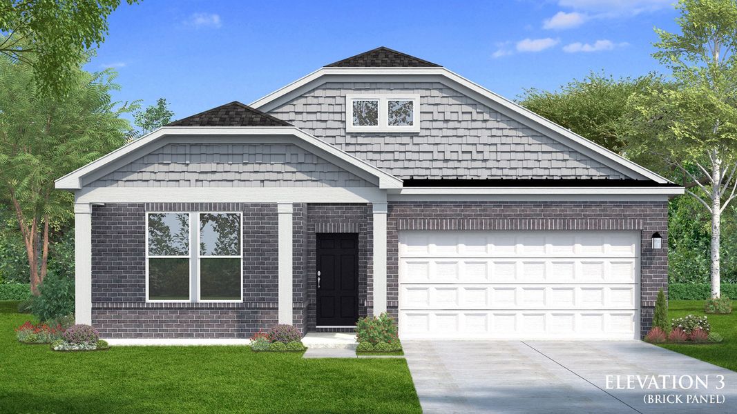 Representative exterior photo of a completed home built from the Chelsea by DRB Homes in Sidney Creek Single Family, Zebulon, NC (Image 8).