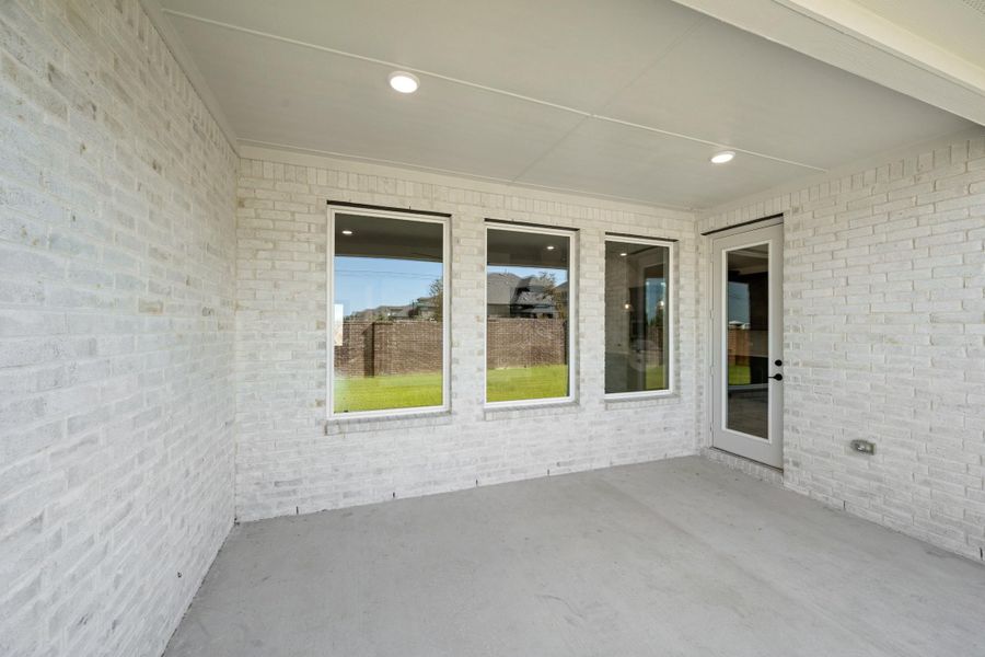 Exterior details and patio area of a home in Inspiration Collection at View at the Reserve, Mansfield (Image 2). Exterior details and patio area of a home in Inspiration Collection at View at the Reserve, Mansfield (Image 2).