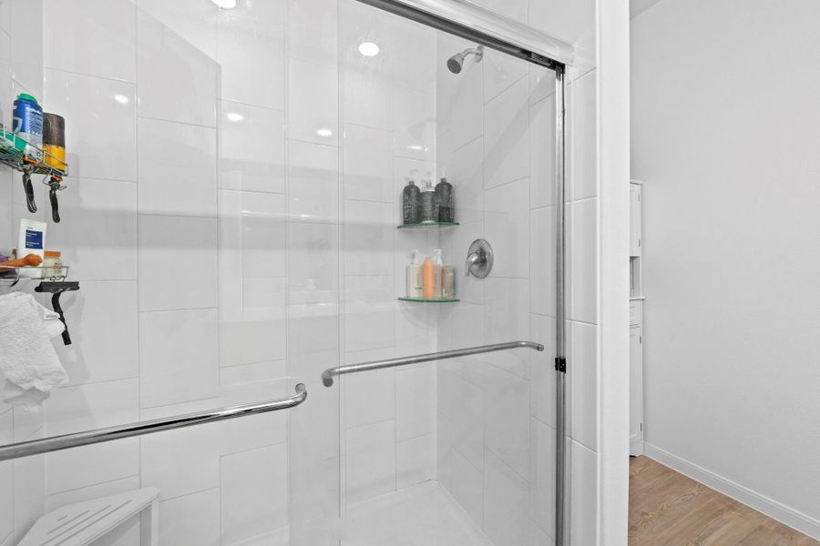 Spacious walk-in shower Spacious walk-in shower